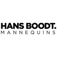 Texte noir sur fond blanc affichant les mots HANS BOODT. MANNEQUINS en lettres majuscules, avec HANS BOODT. en gras et MANNEQUINS dans une police plus fine en dessous.