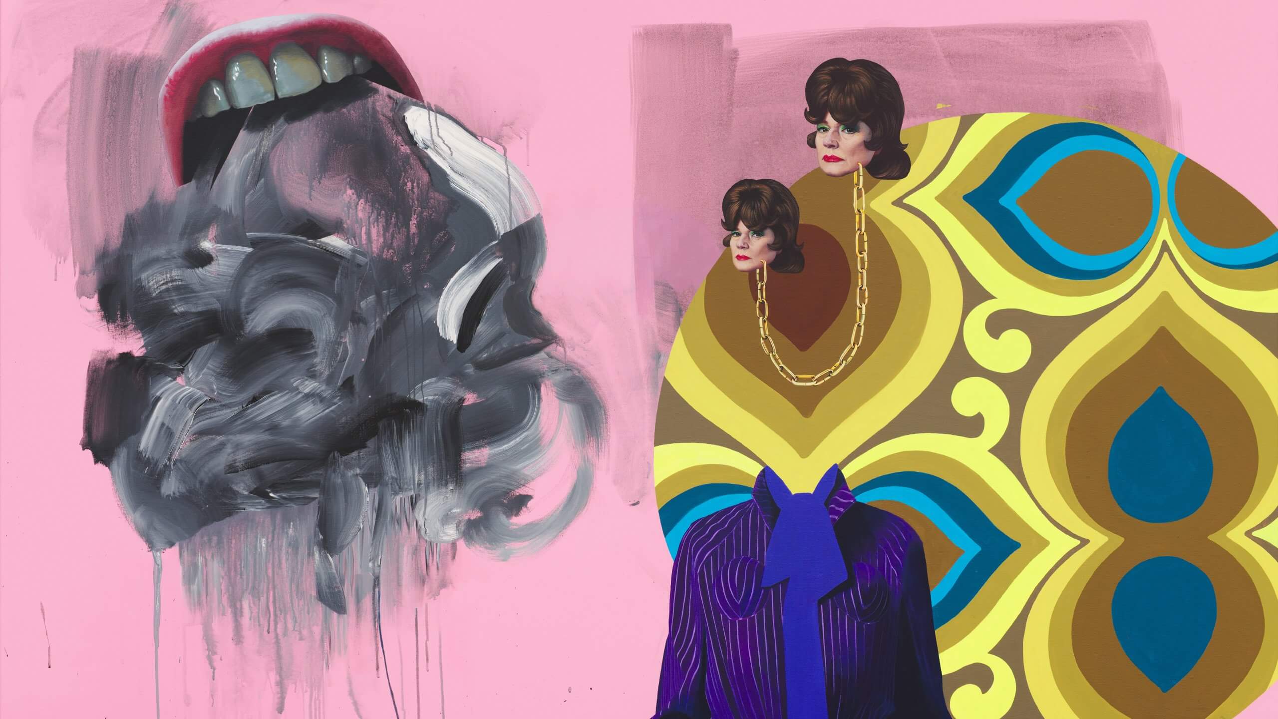 Ashley Hans Scheirl, Two Heads, acrylique sur toile, 2023. Courtesy de l’artiste et Galerie Loevenbruck (Paris). Crédit photo : Christian Benesch