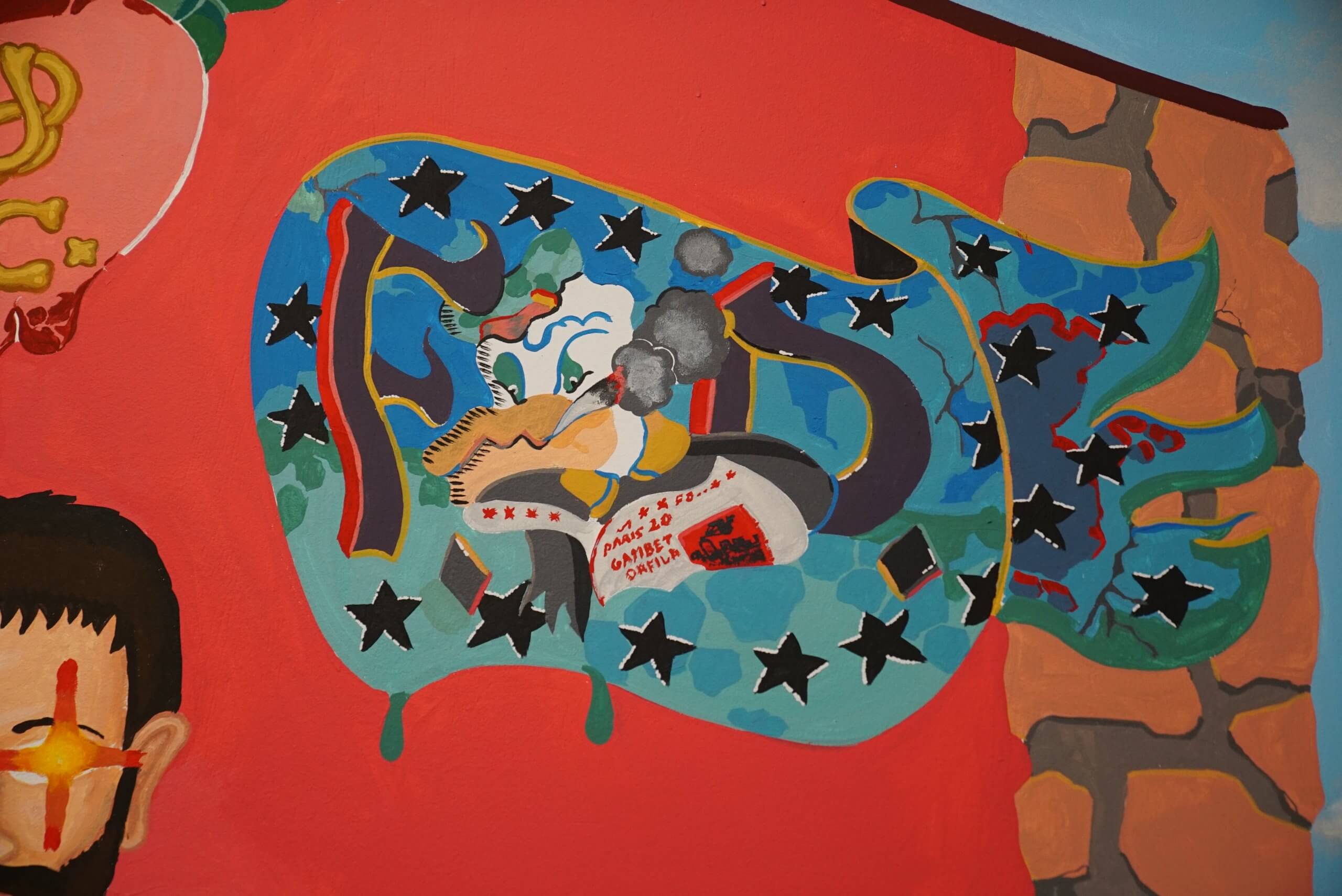 Détail de la fresque de Julien et Thami