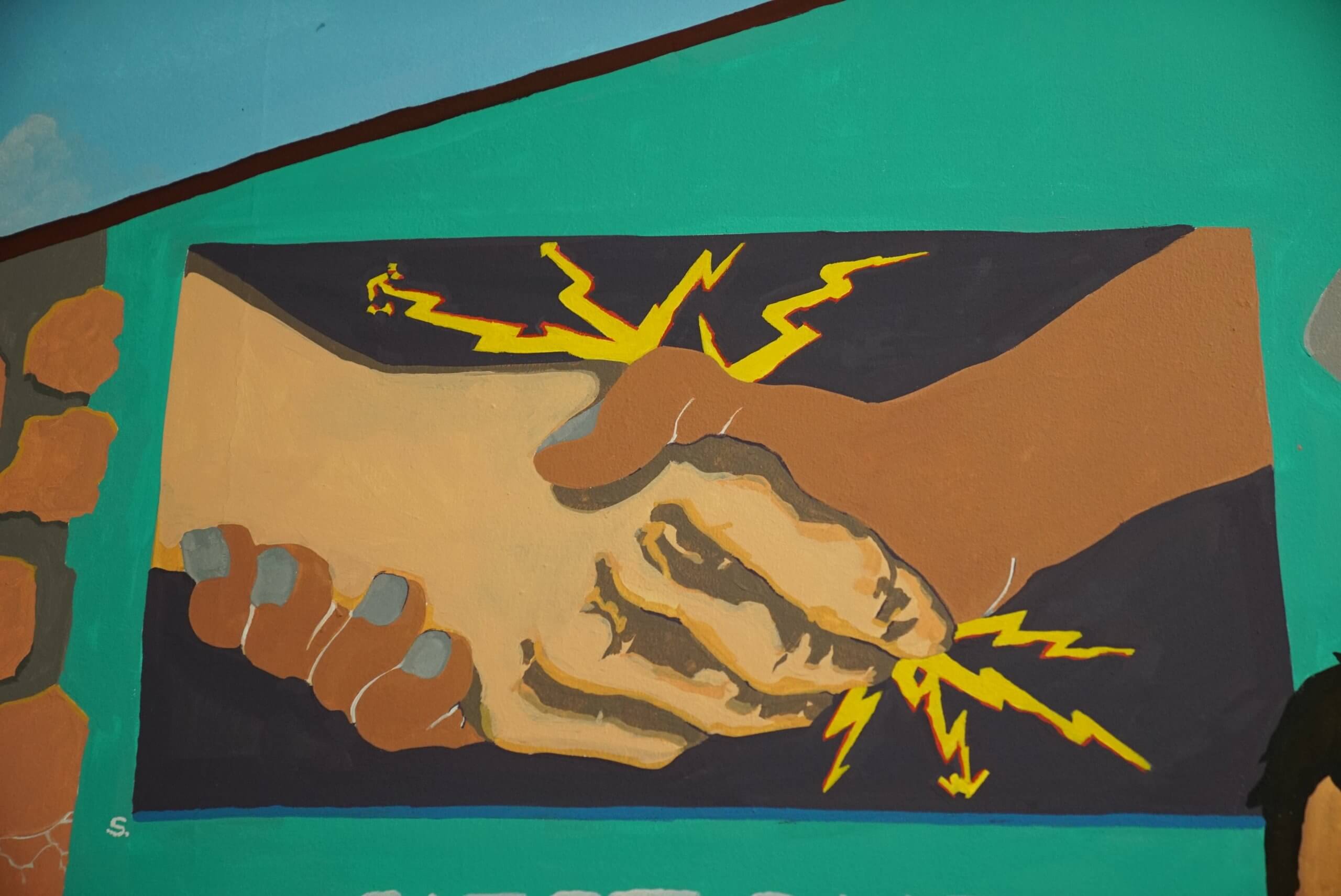 Détail de la fresque de Julien et Thami