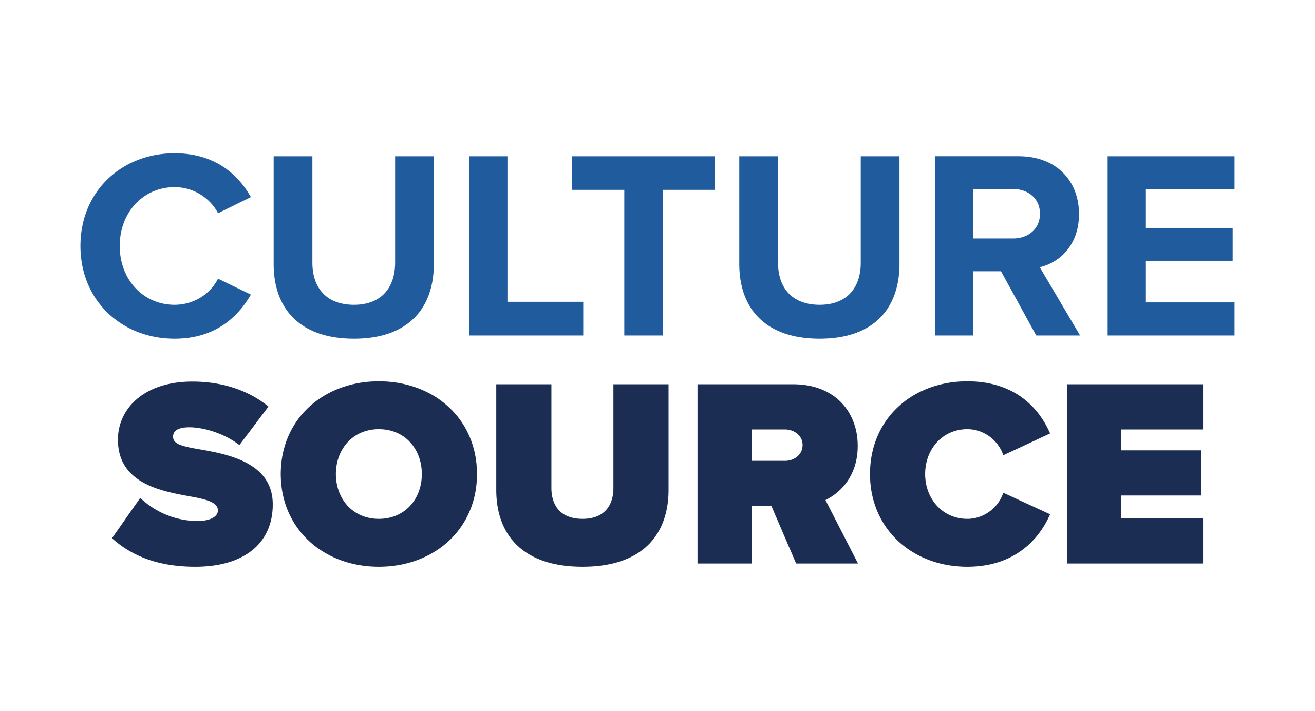 The image displays the words CULTURE SOURCE in bold blue and navy blue uppercase letters on a white background.