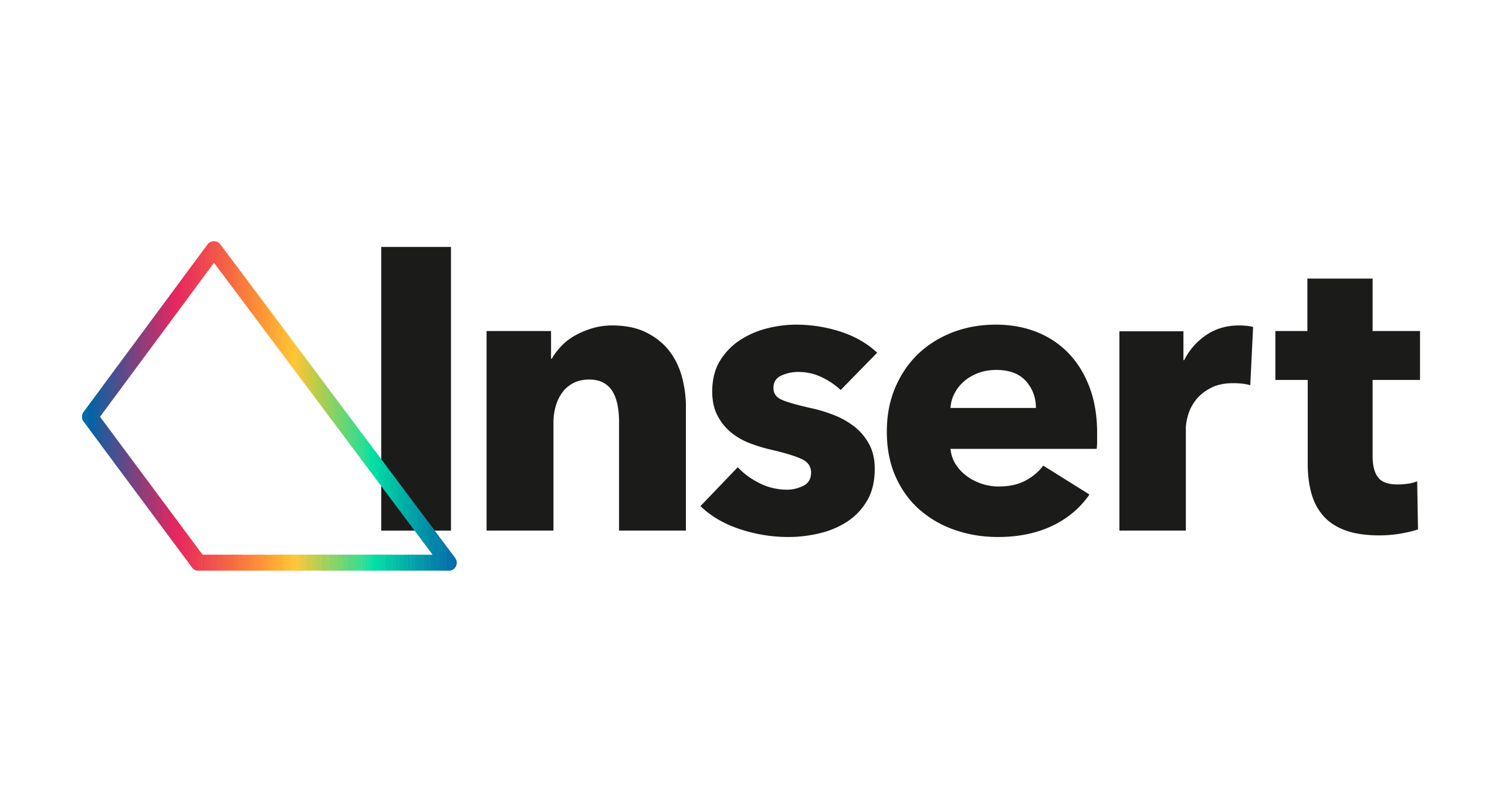 The word Insert in bold black letters with a colored geometric outline resembling a triangle on the left.