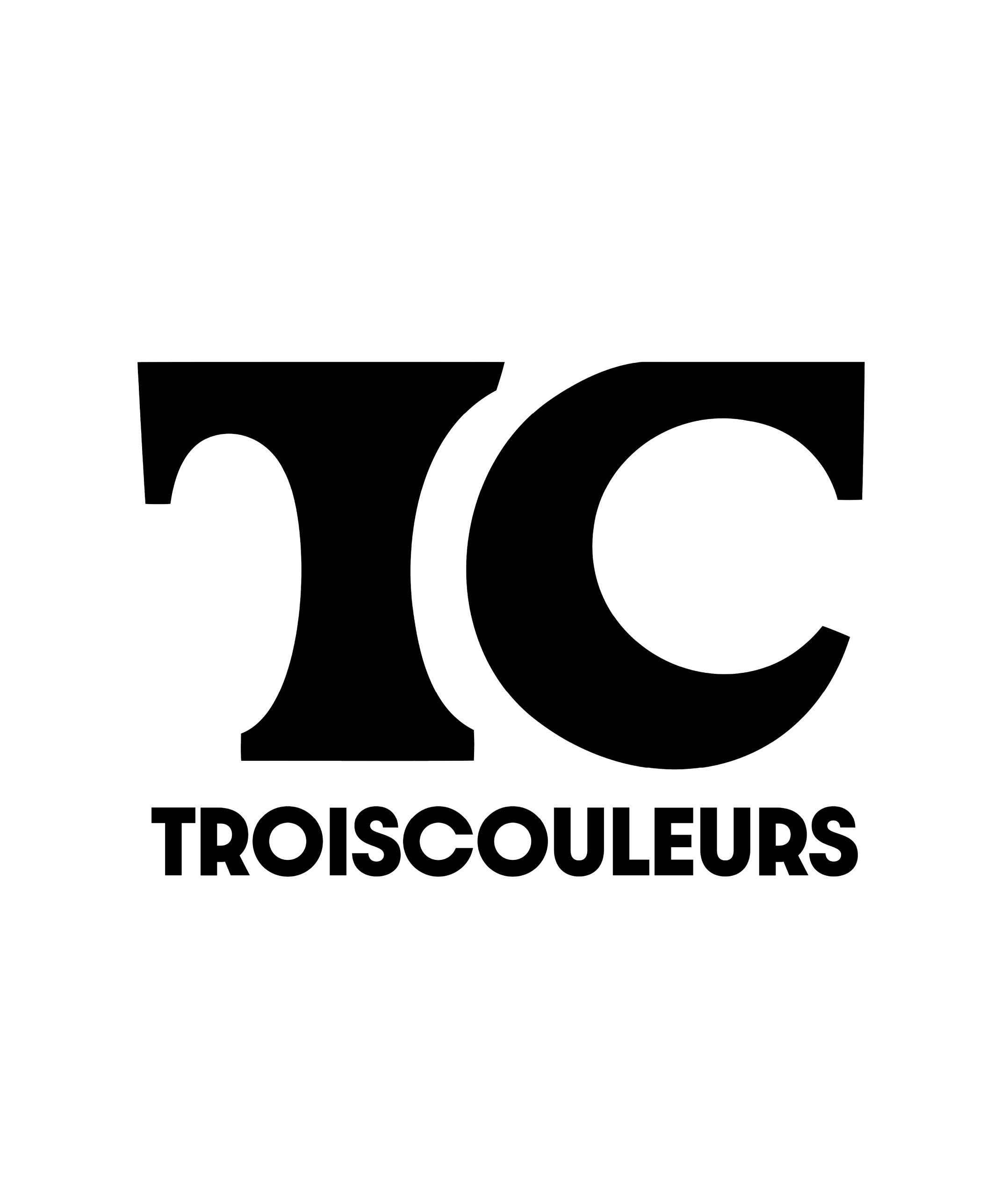 Black TC initials with bold, modern font above the word TROISCOULEURS in all caps on a plain light background.