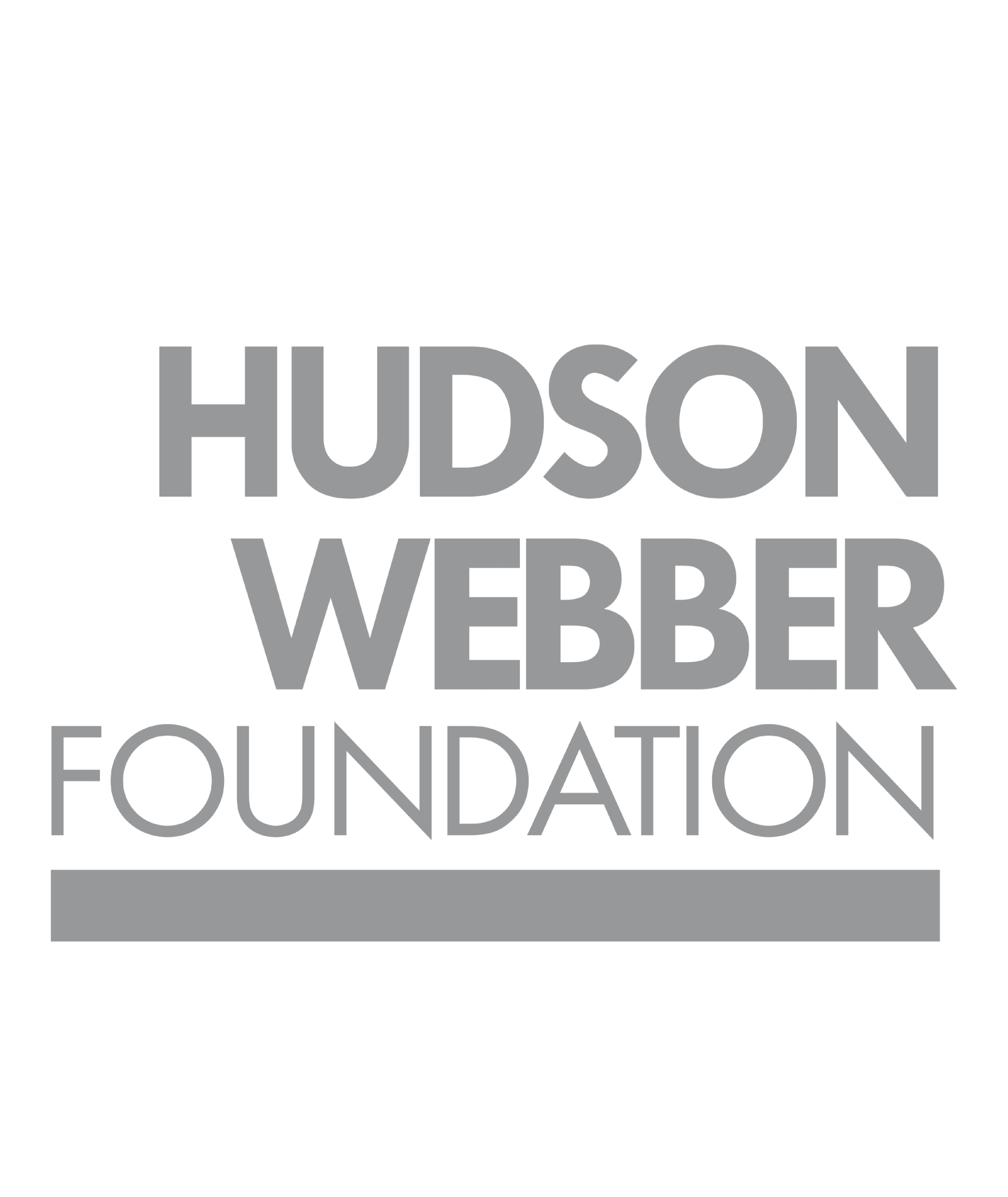 L'image affiche le texte Hudson Webber Foundation en lettres capitales grises et grasses sur un fond clair et uni.