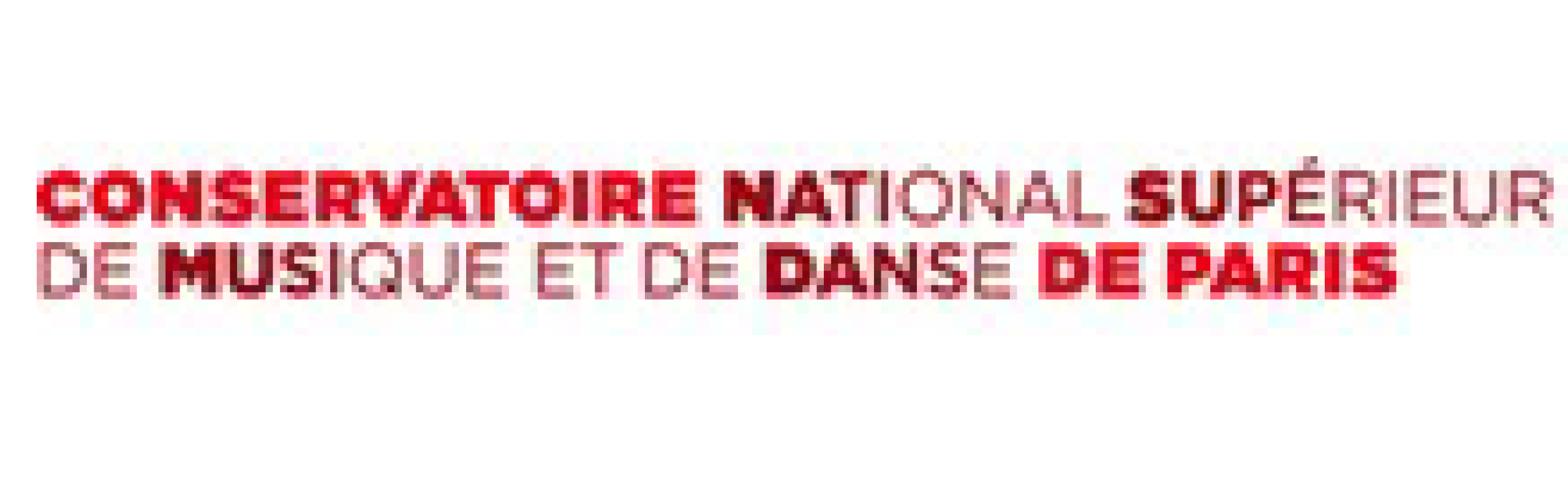 Logo du Conservatoire national supérieur de musique et de danse de Paris, avec un texte rouge et gris sur fond blanc.