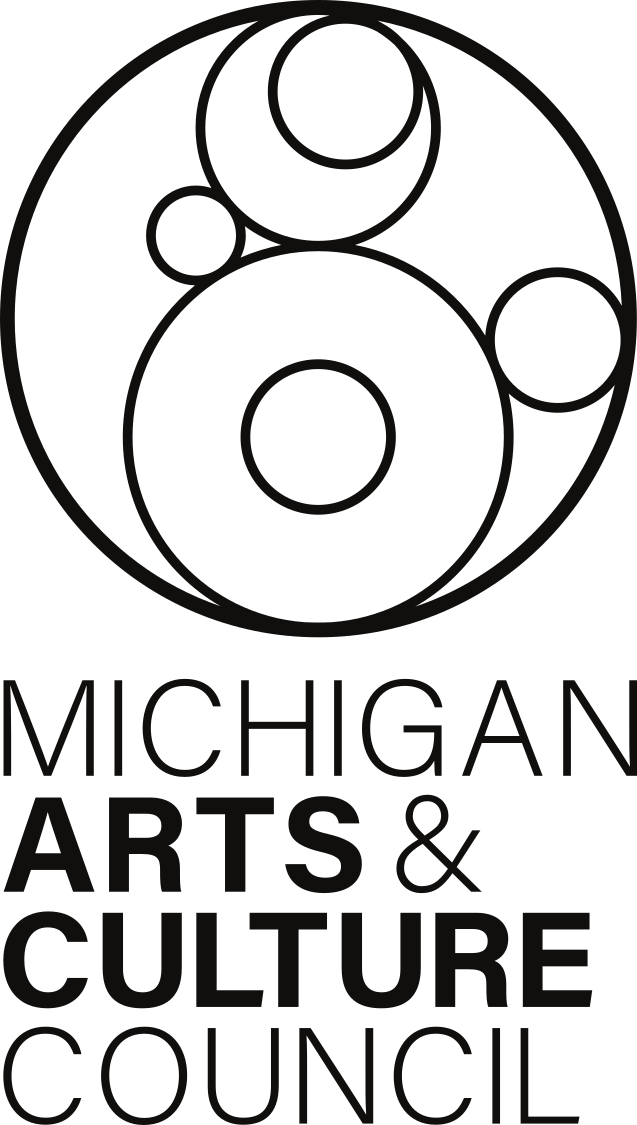 Black outlined circles form an abstract design above the text “Michigan Arts & Culture Council” in a bold, modern font on a white background.